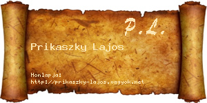 Prikaszky Lajos névjegykártya